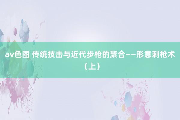 av色图 传统技击与近代步枪的聚合——形意刺枪术（上）