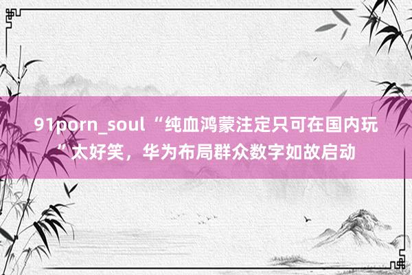 91porn_soul “纯血鸿蒙注定只可在国内玩”太好笑，华为布局群众数字如故启动