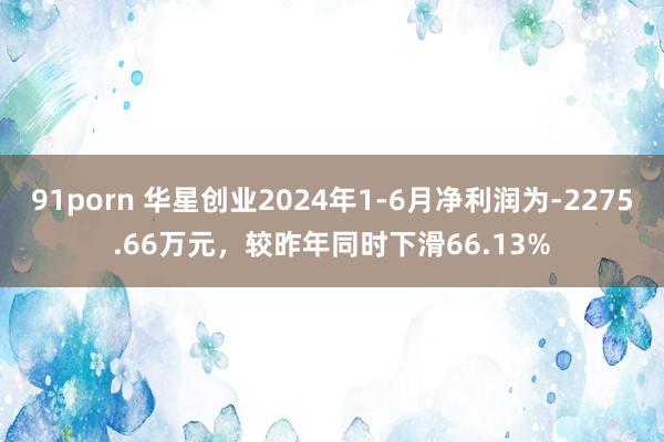 91porn 华星创业2024年1-6月净利润为-2275.66万元，较昨年同时下滑66.13%