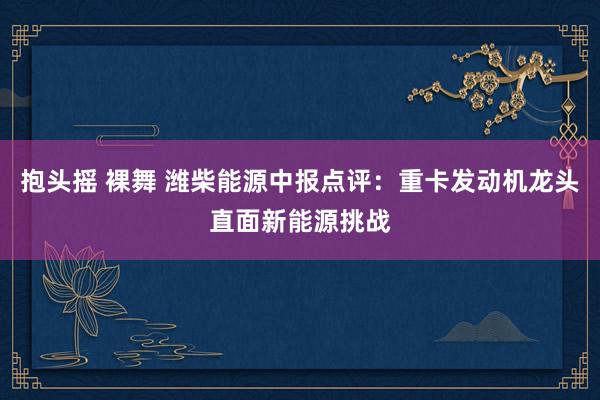 抱头摇 裸舞 潍柴能源中报点评：重卡发动机龙头直面新能源挑战